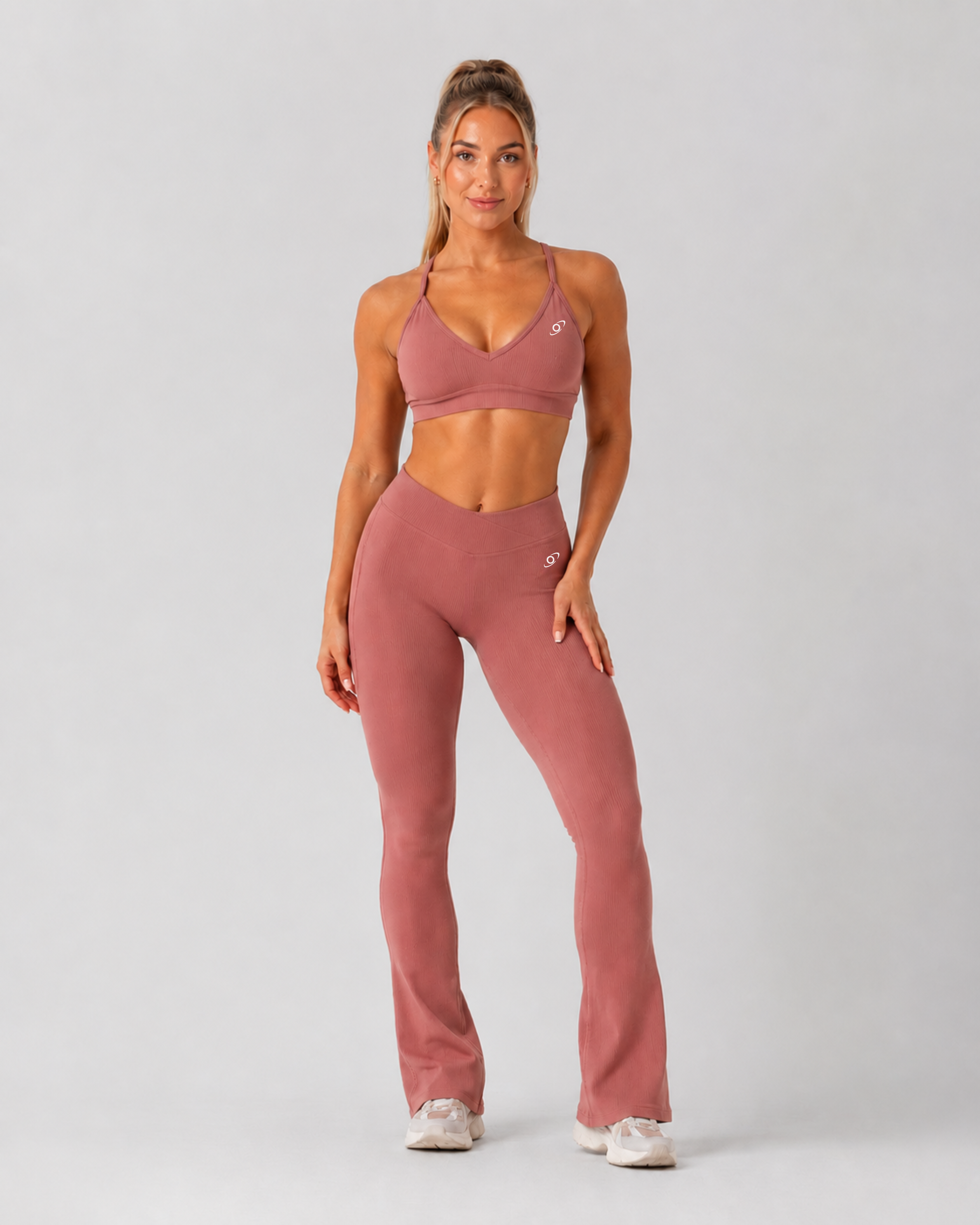 V-Shape Ribbed Flared Leggings