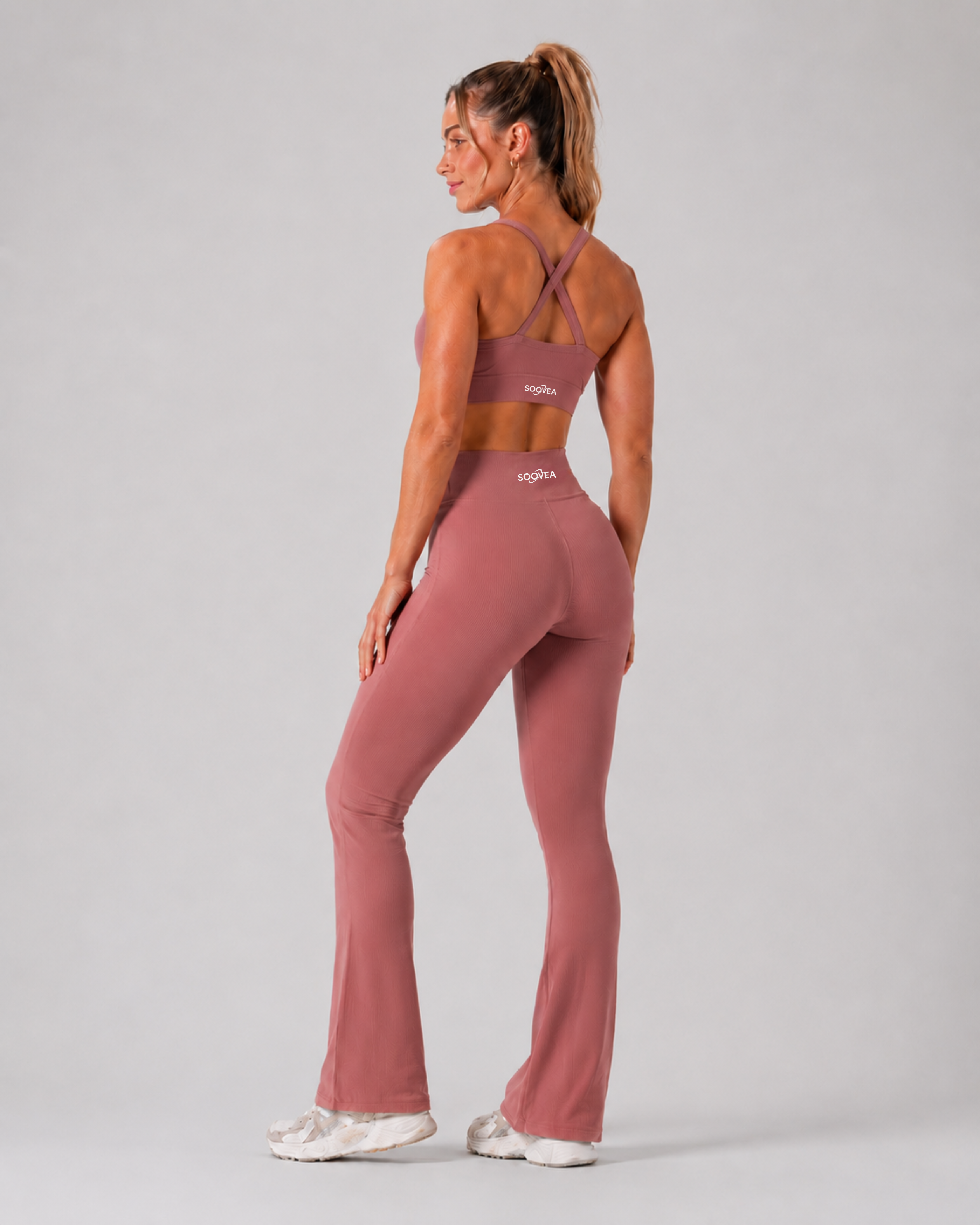 V-Shape Ribbed Flared Leggings