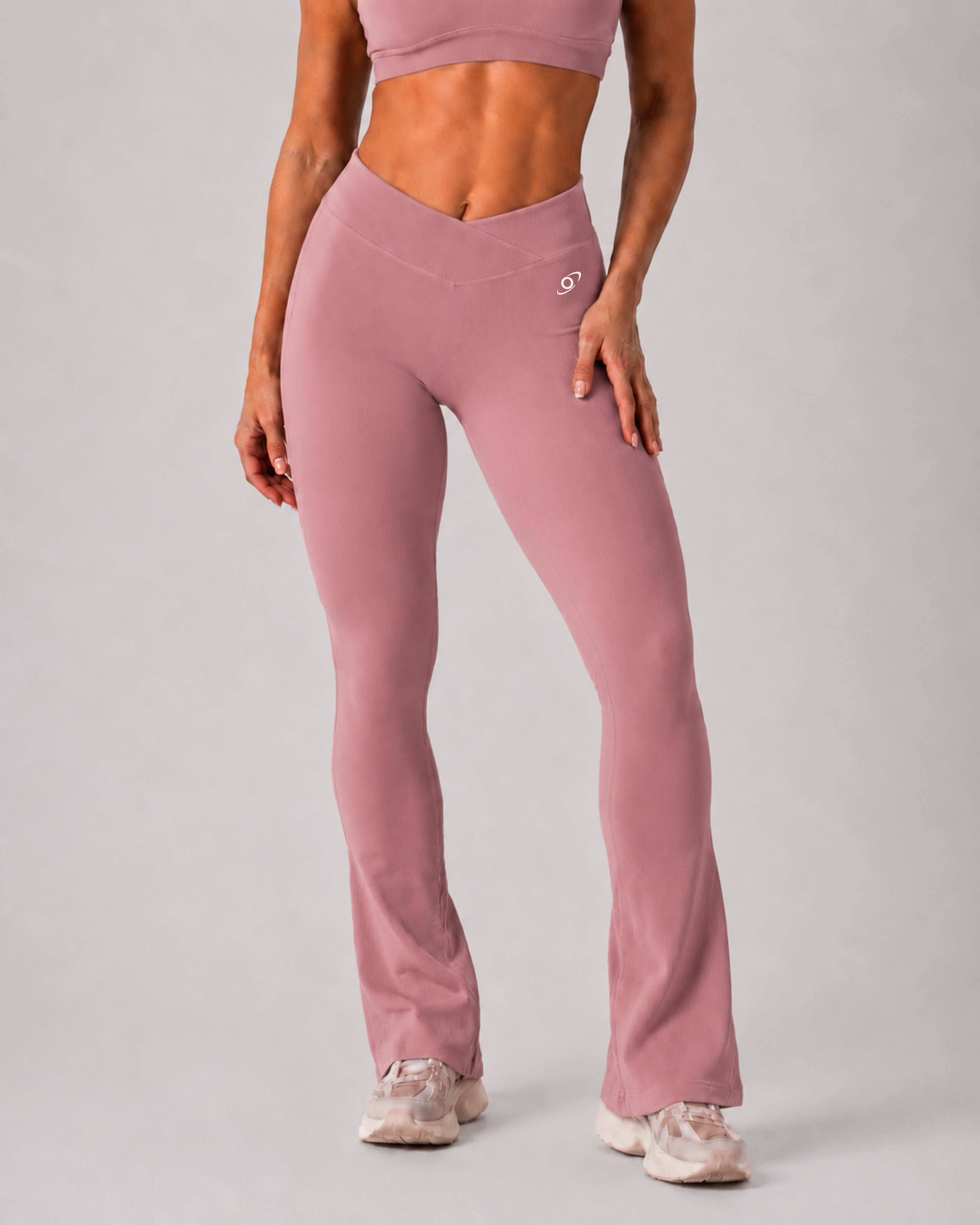 V-Shape Ribbed Flared Leggings
