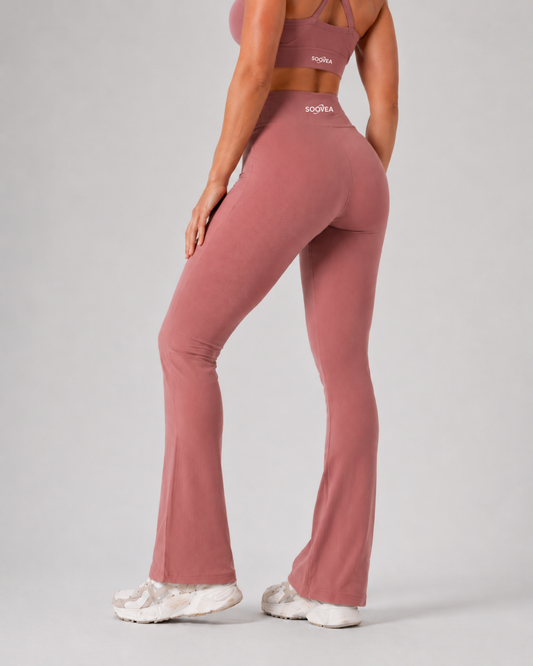 V-Shape Ribbed Flared Leggings