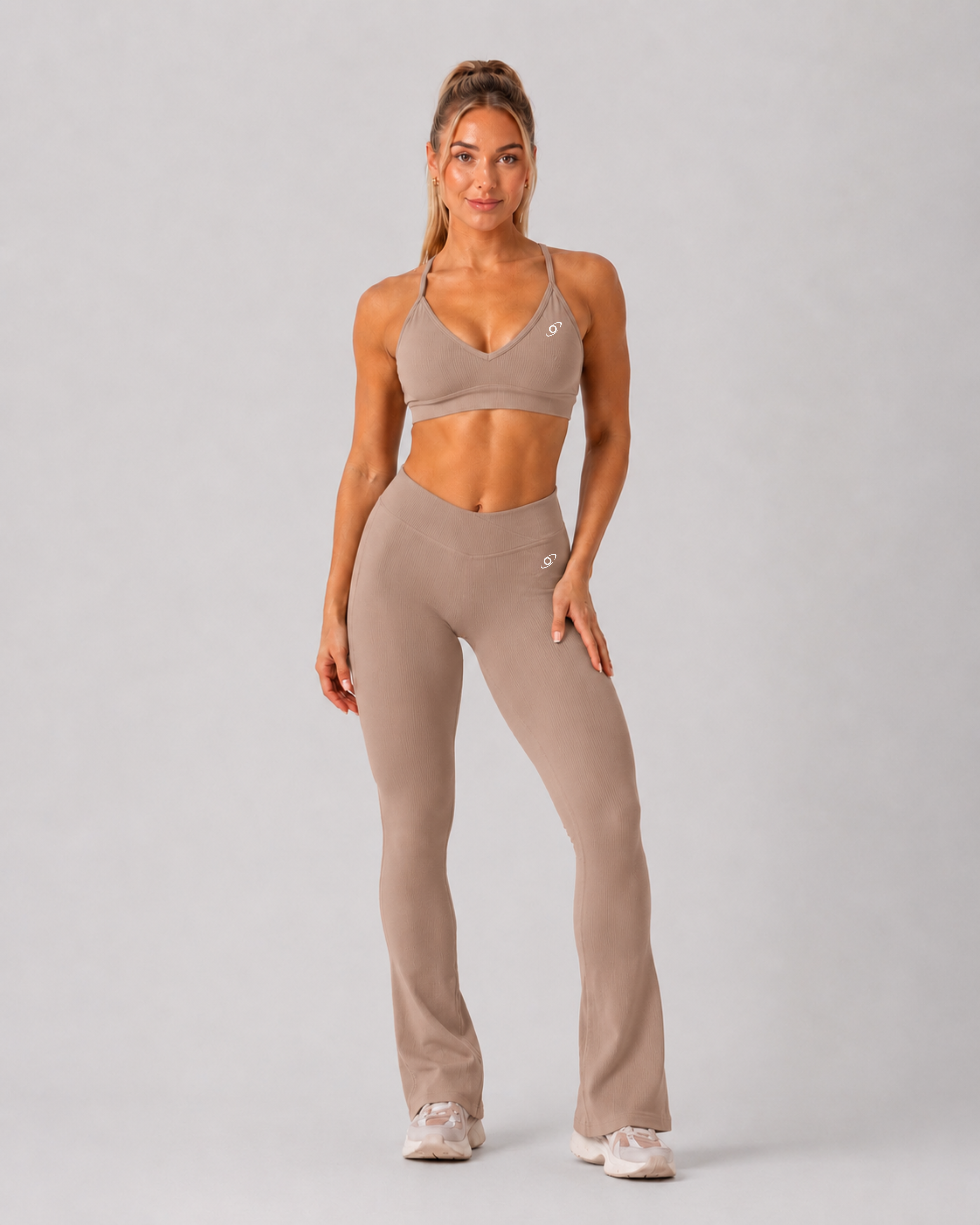 V-Shape Ribbed Flared Leggings
