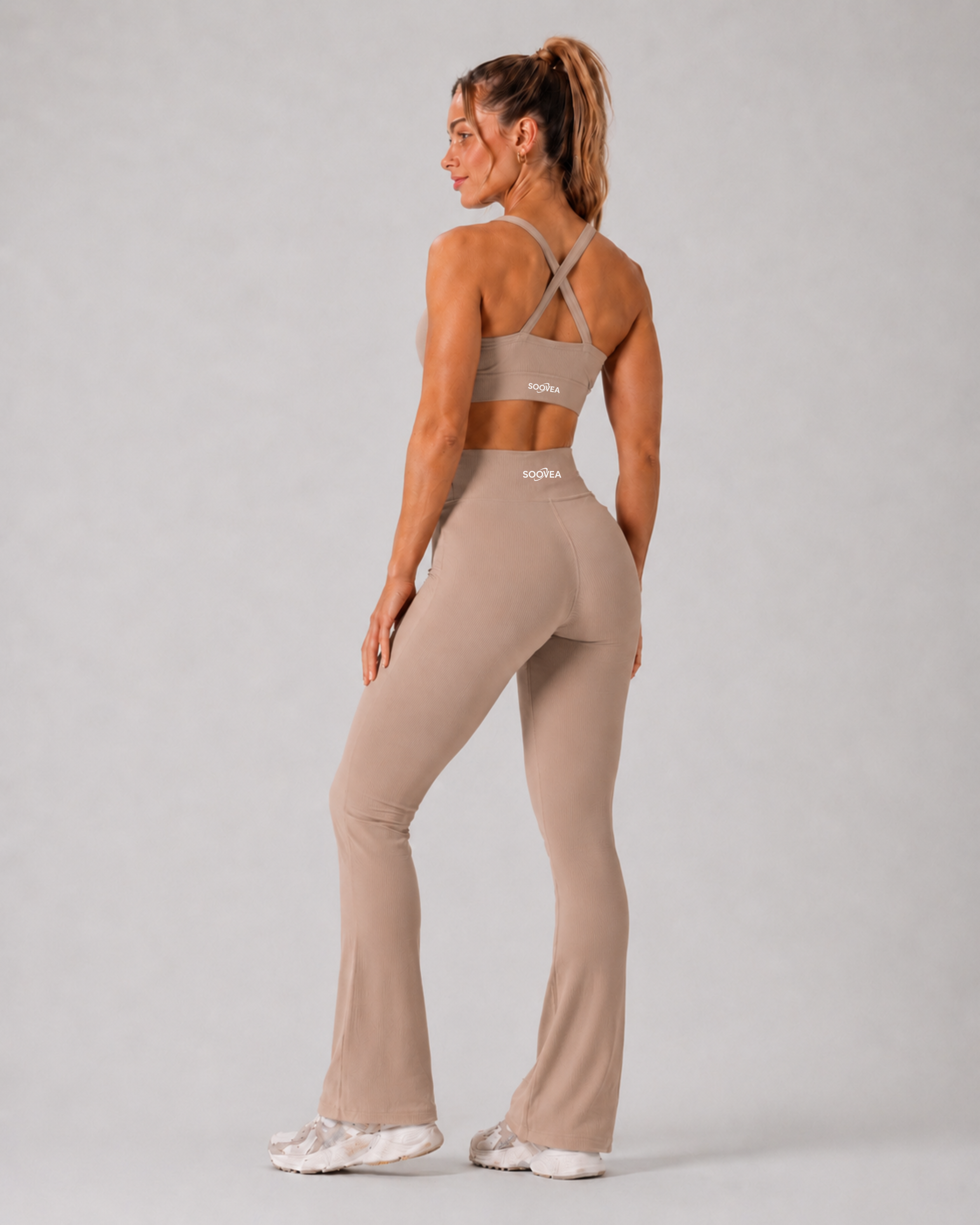 V-Shape Ribbed Flared Leggings