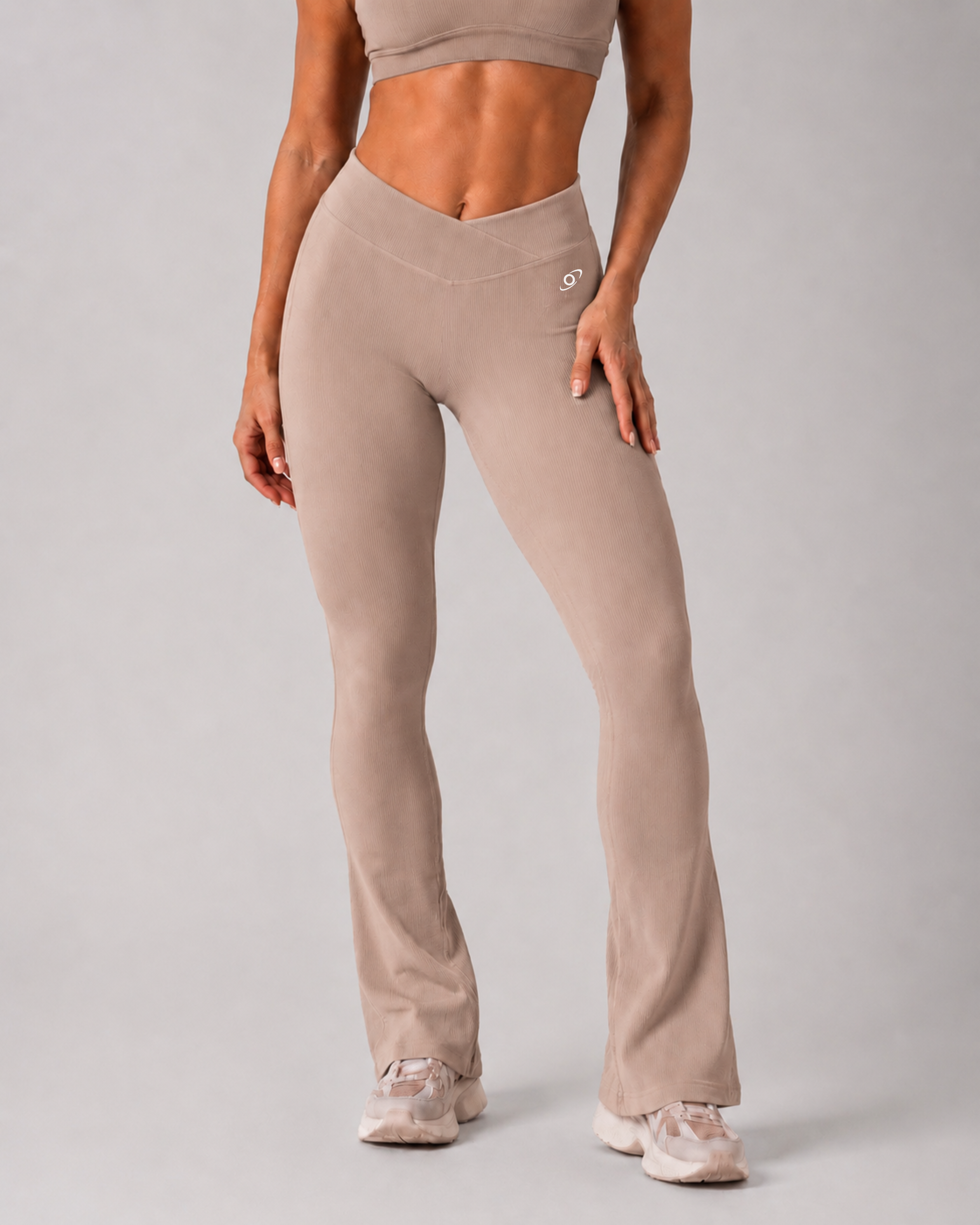 V-Shape Ribbed Flared Leggings