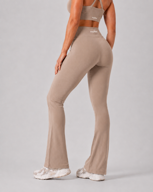 V-Shape Ribbed Flared Leggings