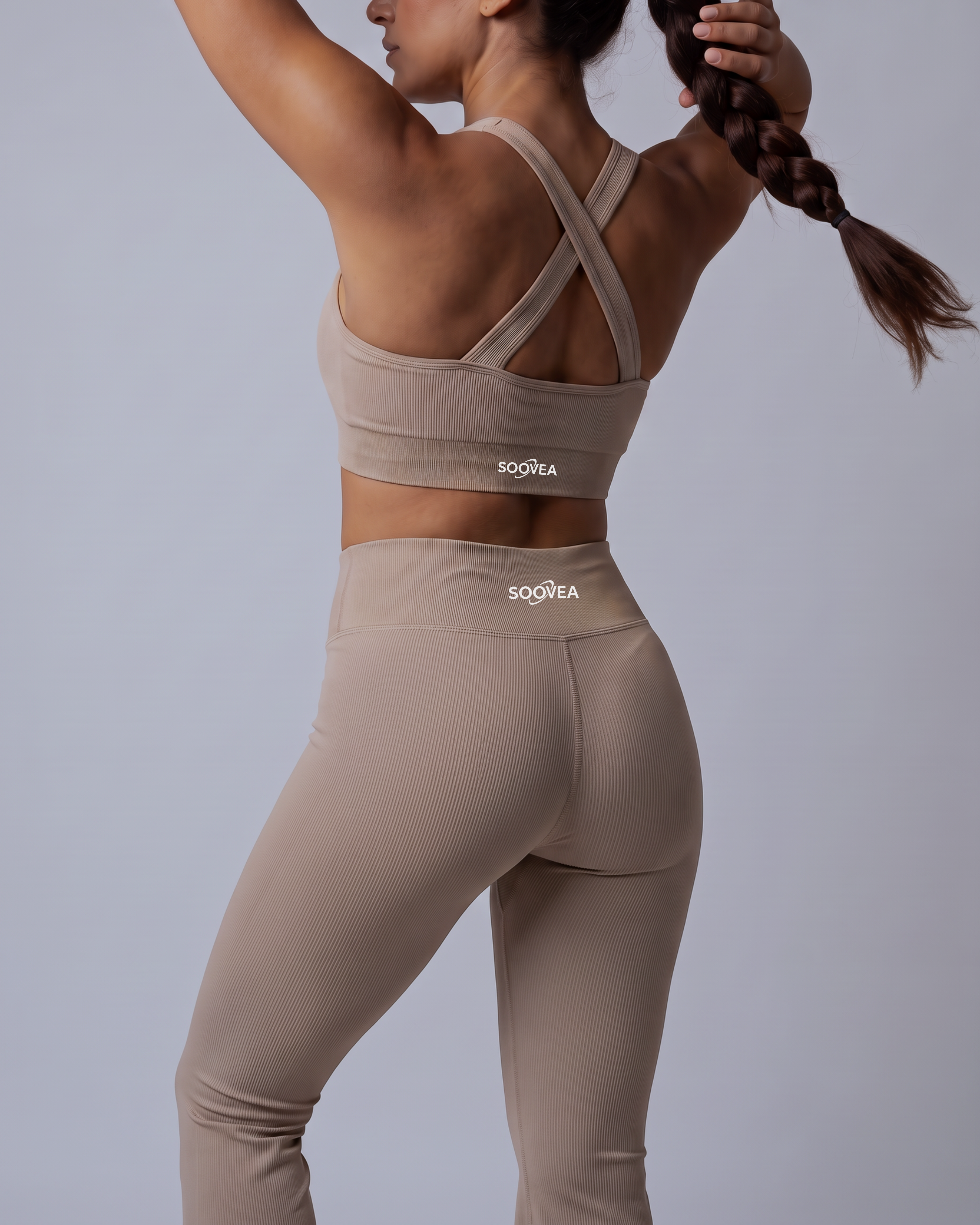 V-Shape Ribbed Flared Leggings