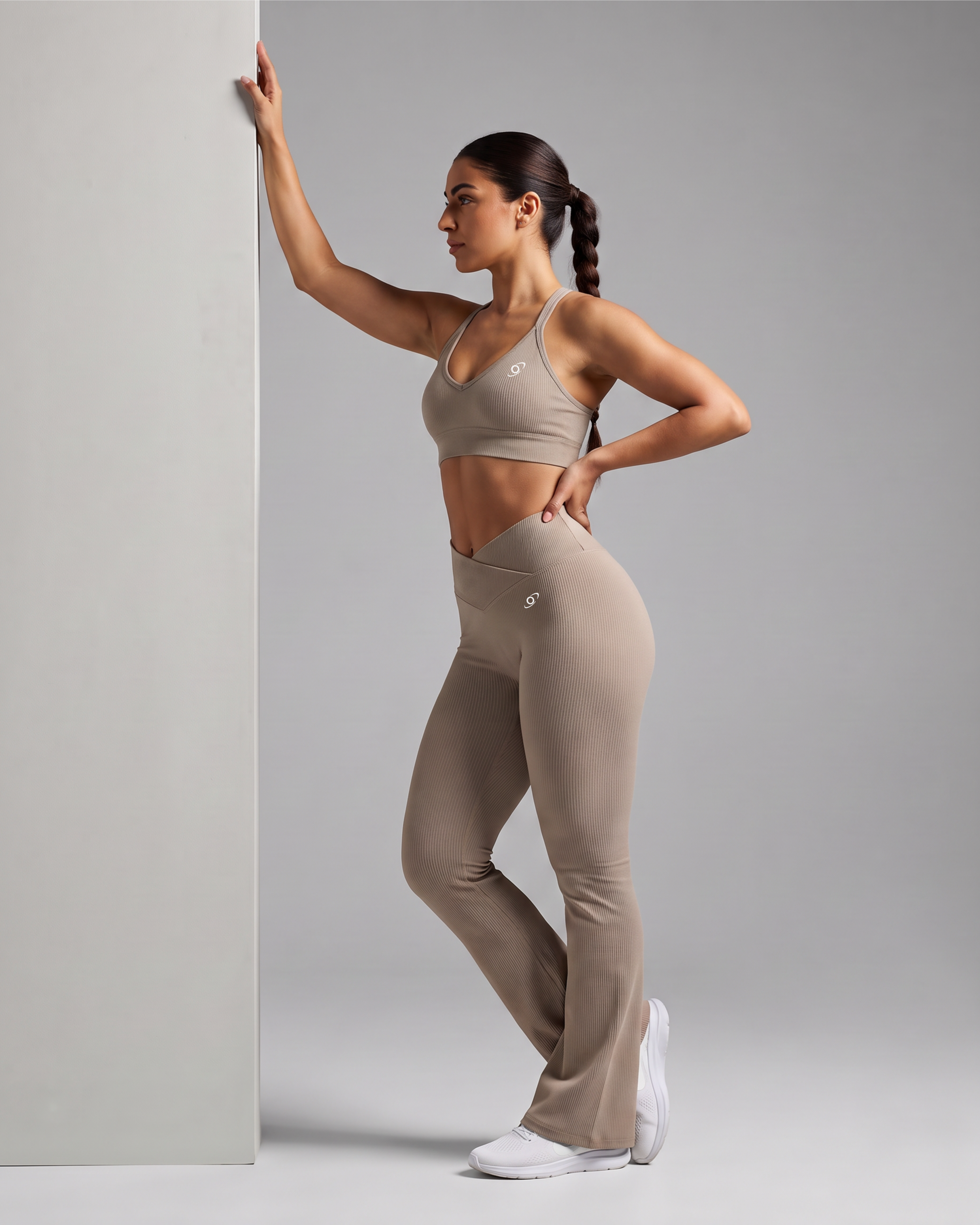V-Shape Ribbed Flared Leggings