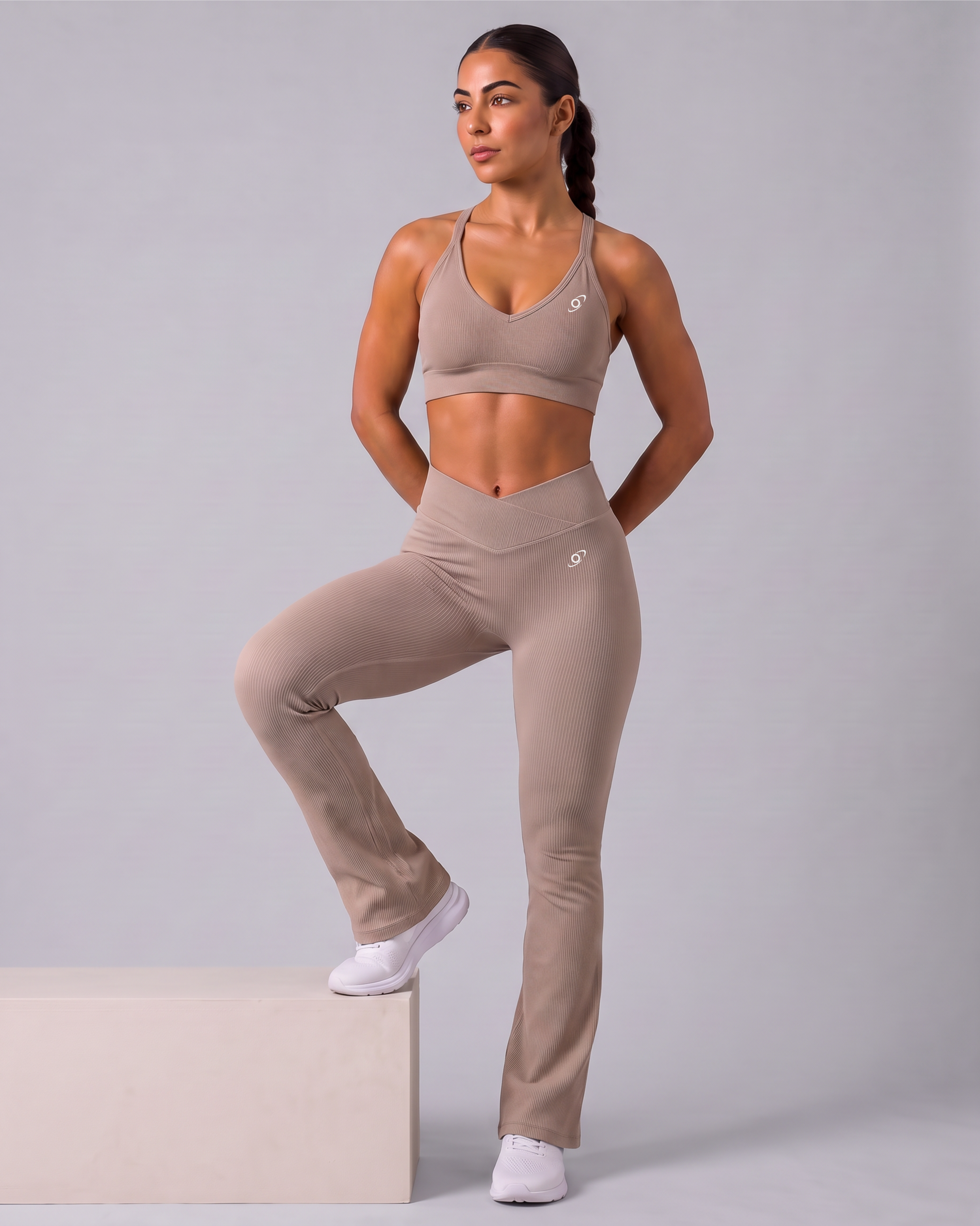 V-Shape Ribbed Flared Leggings