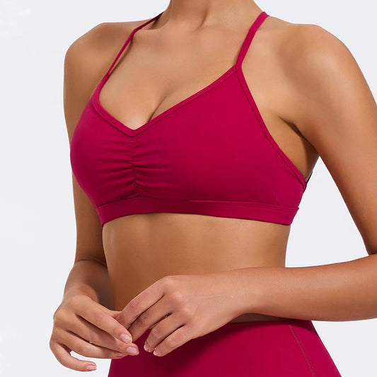 Seamless V-Neck Scrunch Sports Bra