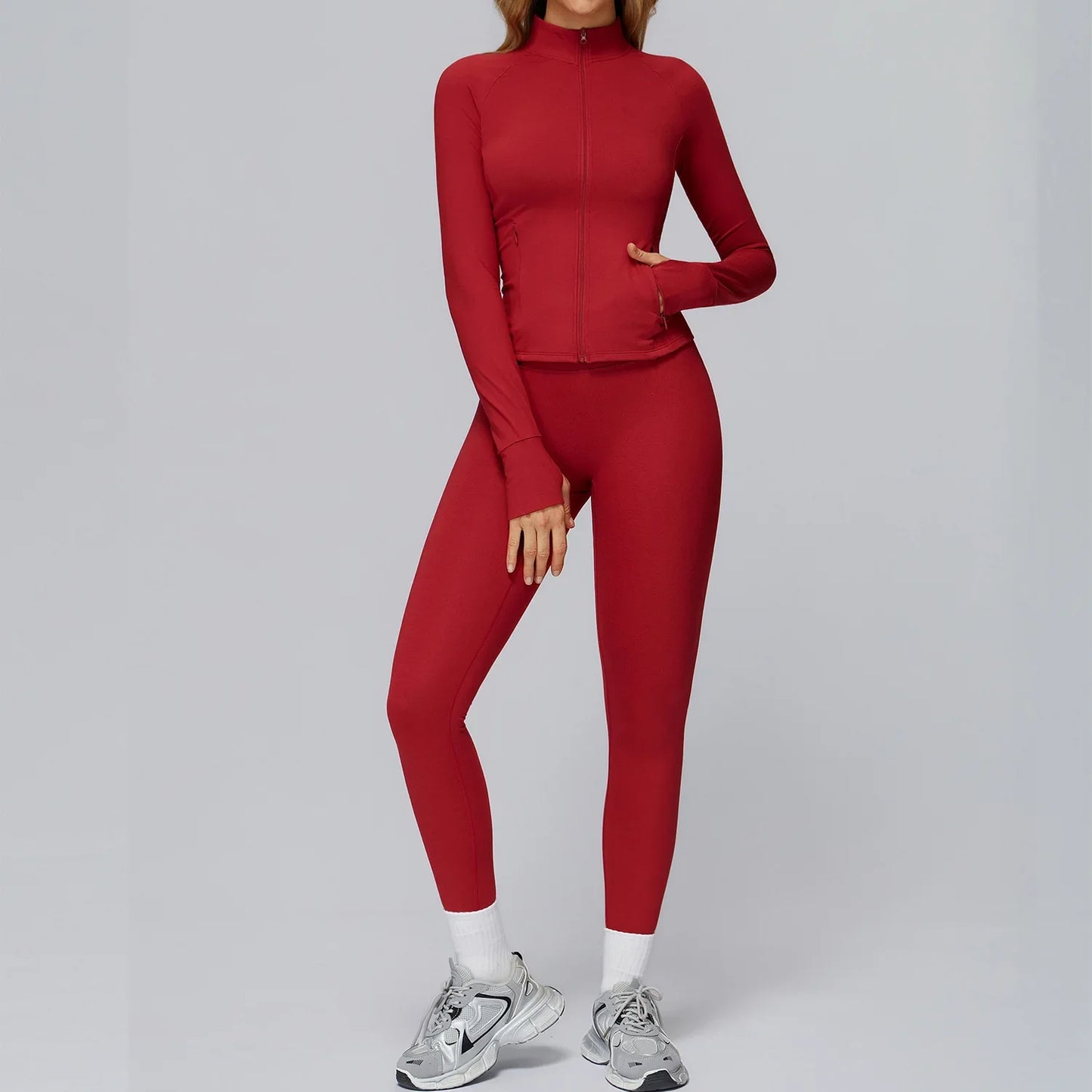 3-Piece Seamless Yoga Set-Sports Bra, High-Waist Leggings & Jacket